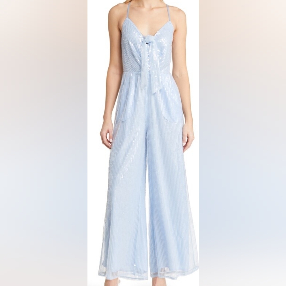 NWT BTFL-life Aeila Sequin Wide Leg Jumpsuit Size Large